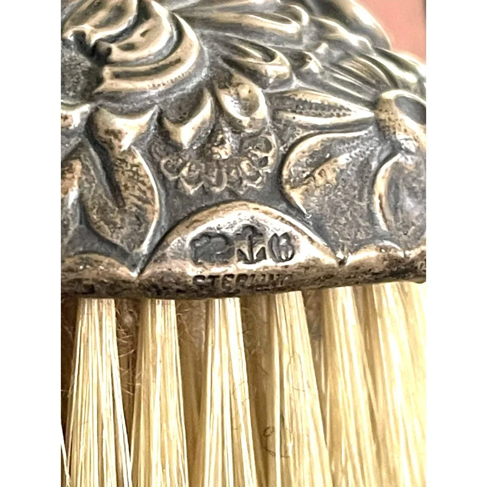 Antique Gorham Sterling Silver Repousse Floral Clothes Brush Engraved 6oz